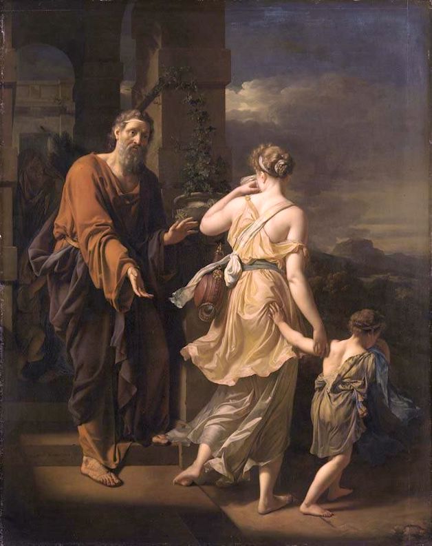Expulsion of Hagar, vintage artwork by Adriaen van der Werff, 12x8" (A4) Poster