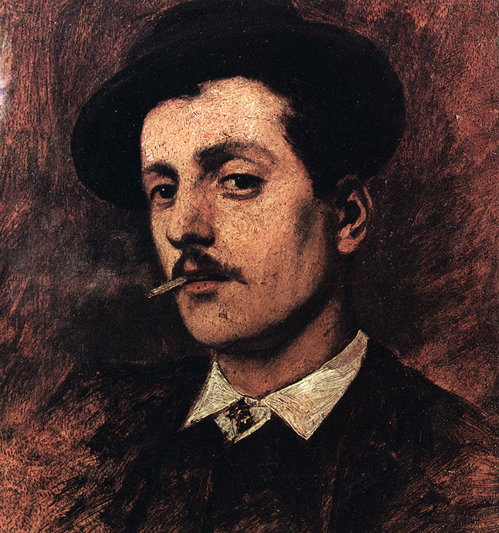 Ritratto del giovane Puccini al tempo di Le Villi e di Edgar, vintage artwork by Giorgio Lucchesi, 12x8" (A4) Poster