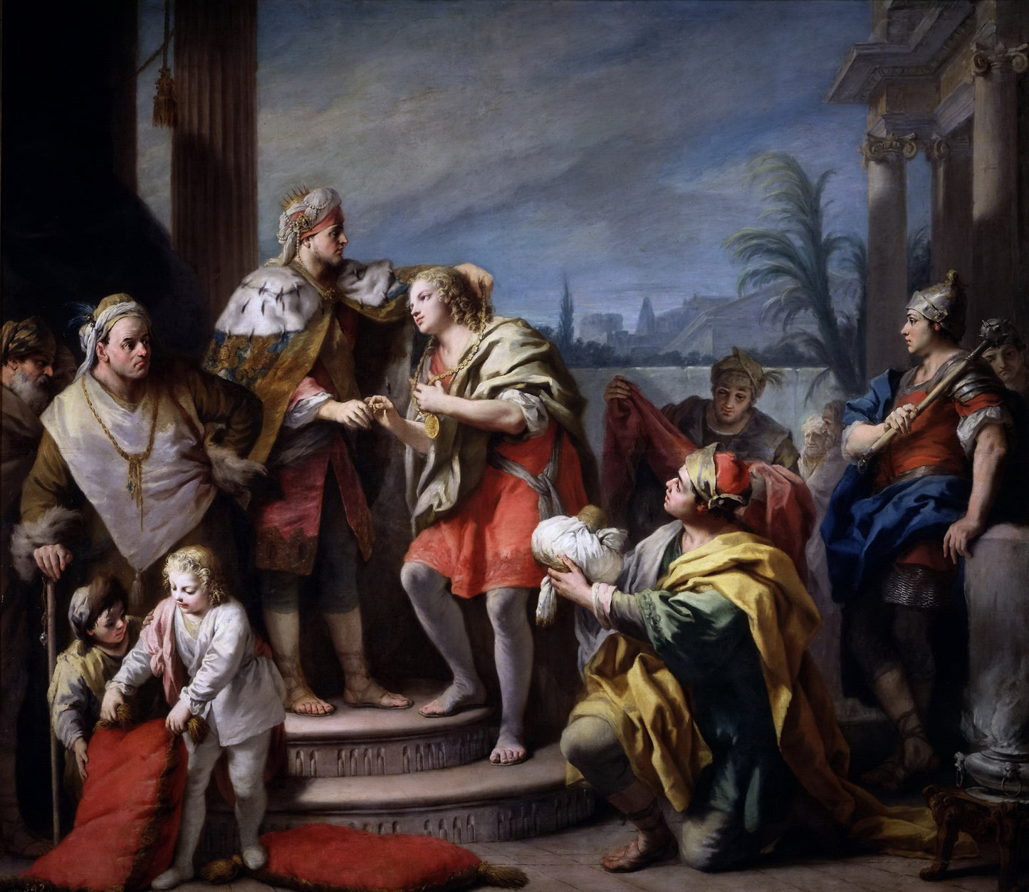 Joseph in Pharaoh's Palace, vintage artwork by Jacopo Amigoni, 12x8" (A4) Poster