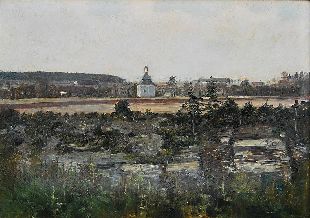 A Little Church at Lavoňov, vintage artwork by František Kaván, 12x8" (A4) Poster