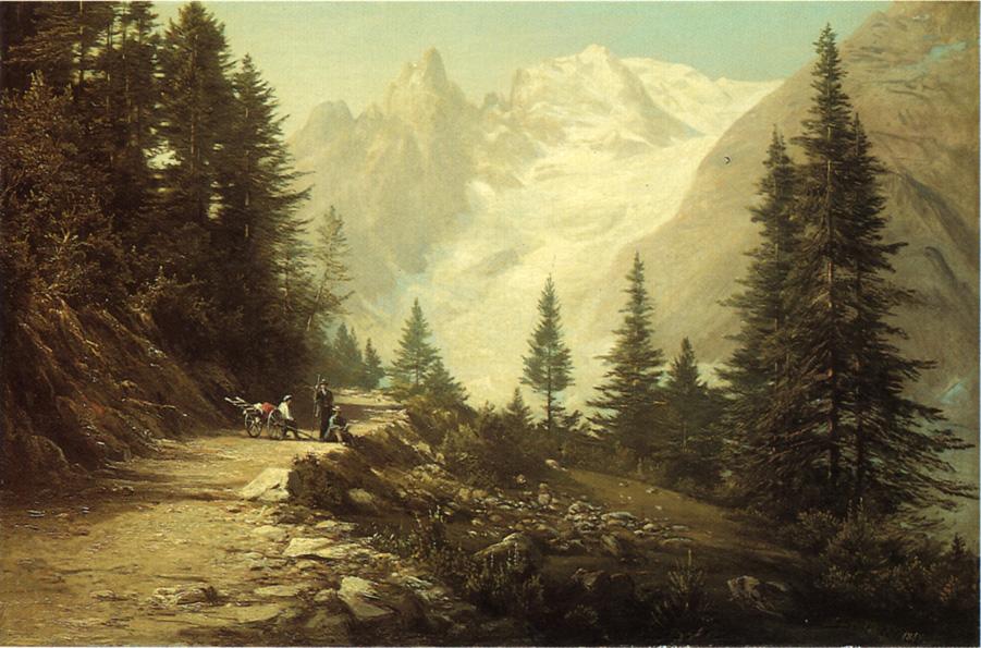 Watching the Artist in the Rockies, vintage artwork by De Witt Clinton Boutelle, A3 (16x12") Poster Print