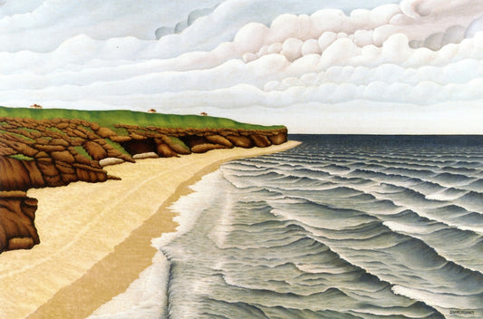 La falaise, vintage artwork by Dominique Peyronnet, 12x8" (A4) Poster
