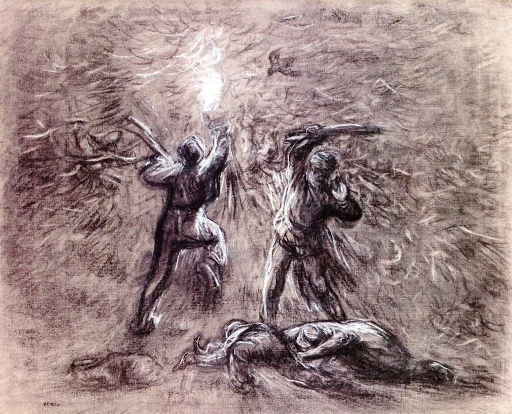 Hunting Birds by  Torchlight, vintage artwork by Jean-François Millet, A3 (16x12") Poster Print