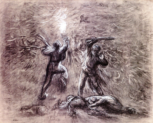 Hunting Birds by  Torchlight, vintage artwork by Jean-François Millet, A3 (16x12") Poster Print
