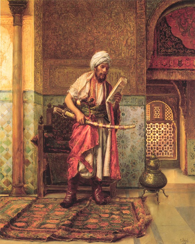 Reading the Order of the Day, vintage artwork by Climent Pujol Gustavino, 12x8" (A4) Poster