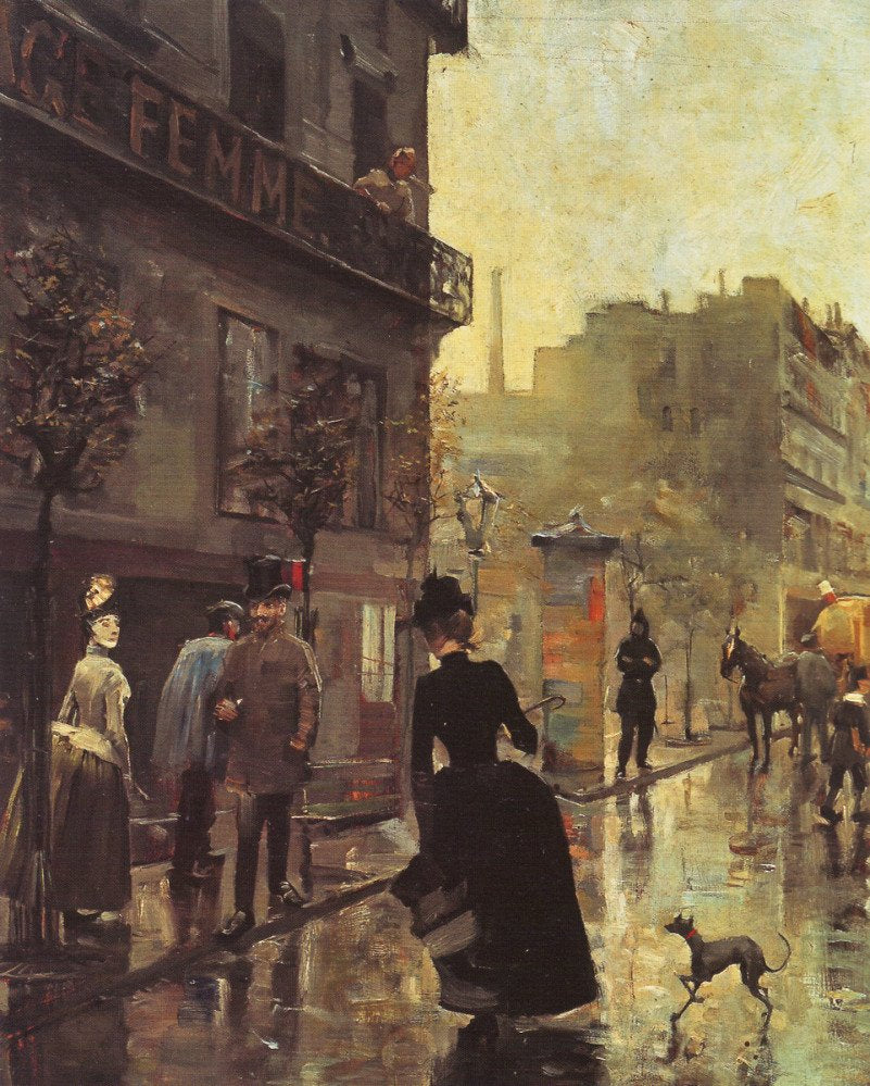 Boulevard In Paris, vintage artwork by Akseli Gallen-Kallela, 12x8" (A4) Poster