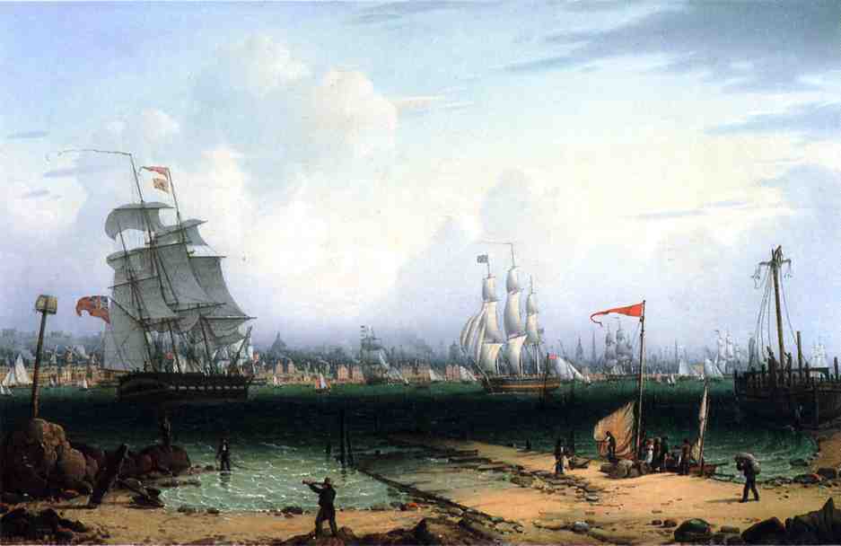 View of Liverpool from Cheshire, vintage artwork by Robert Salmon, 12x8" (A4) Poster