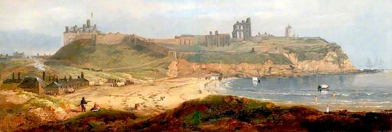 Priory and Castle, Tynemouth, vintage artwork by John Wilson Carmichael, A3 (16x12") Poster Print