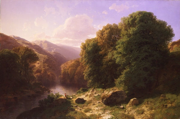 Landscape in Haslital with Aare, Afternoon Mood, vintage artwork by Alexandre Calame, A3 (16x12") Poster Print