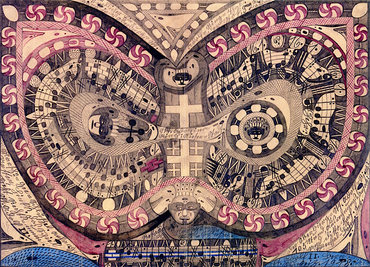 The St. Adolf-Ring of Oberburg, vintage artwork by Adolf Wölfli, 12x8" (A4) Poster