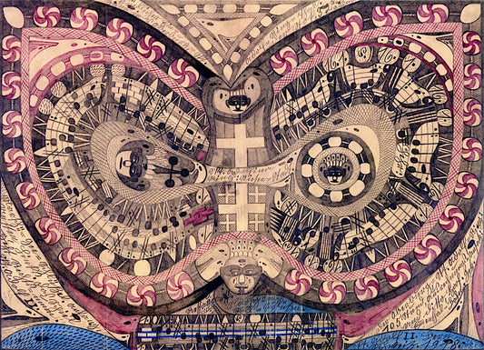 The St. Adolf-Ring of Oberburg, vintage artwork by Adolf Wölfli, 12x8" (A4) Poster