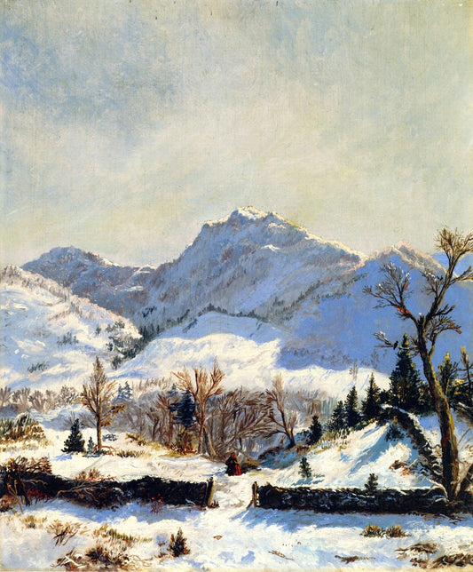 A Winter View from Newburgh, New York, vintage artwork by Louis Remy Mignot, 12x8" (A4) Poster