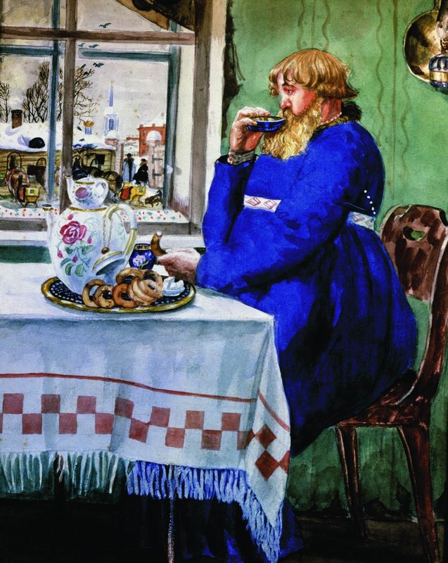 Cabman in a Tavern, vintage artwork by Boris Mikhailovich Kustodiev, 12x8" (A4) Poster
