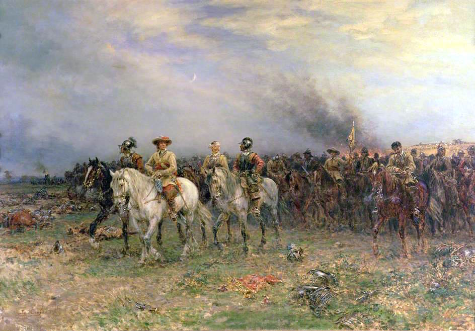Cromwell after the Battle of Marston Moor, vintage artwork by Ernest Crofts, 12x8" (A4) Poster