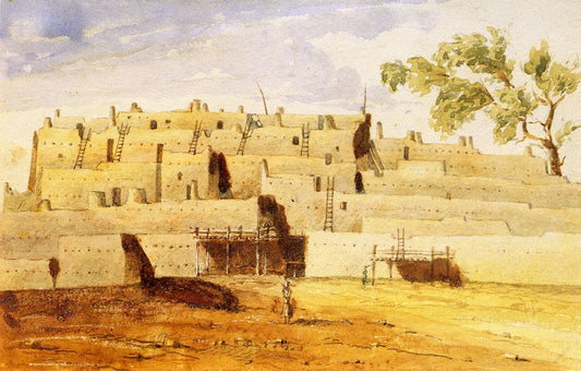 Pueblo of Taos, New Mexico, South Pueblo, vintage artwork by Joseph Horace Eaton, A3 (16x12") Poster Print