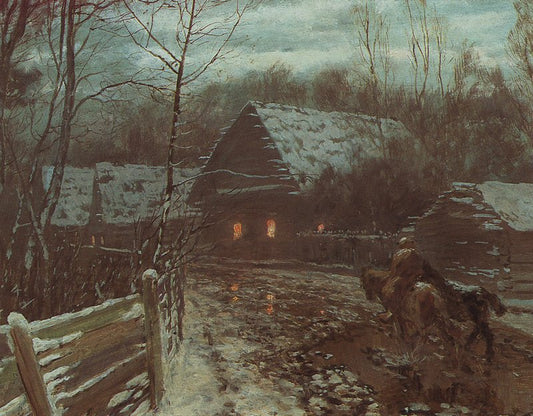 Evening in November, vintage artwork by Nikolai Nikanorovich Dubovskoy, 12x8" (A4) Poster
