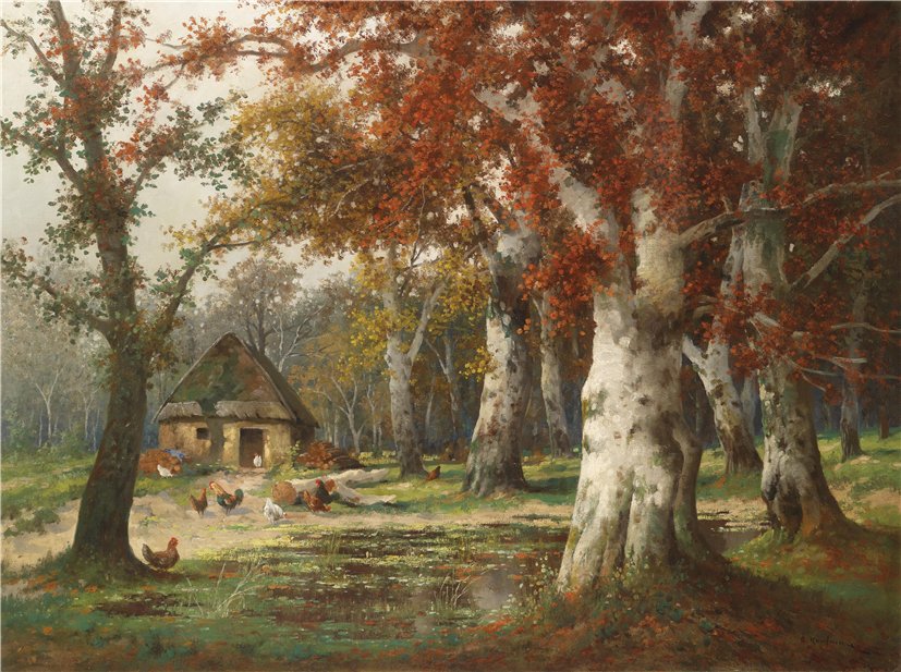 Autumn: Beech Forest, vintage artwork by Adolf Kaufmann, 12x8" (A4) Poster