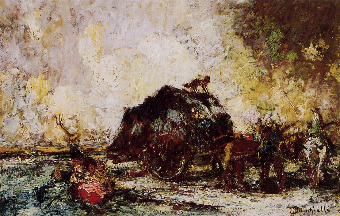 The Hay Card, vintage artwork by Adolphe-Joseph-Thomas Monticelli, 12x8" (A4) Poster