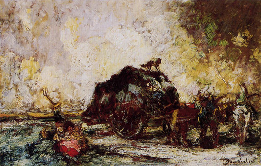 The Hay Card, vintage artwork by Adolphe-Joseph-Thomas Monticelli, 12x8" (A4) Poster