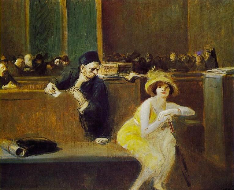 Scene at the Tribunal, vintage artwork by Jean-Louis Forain, 12x8" (A4) Poster