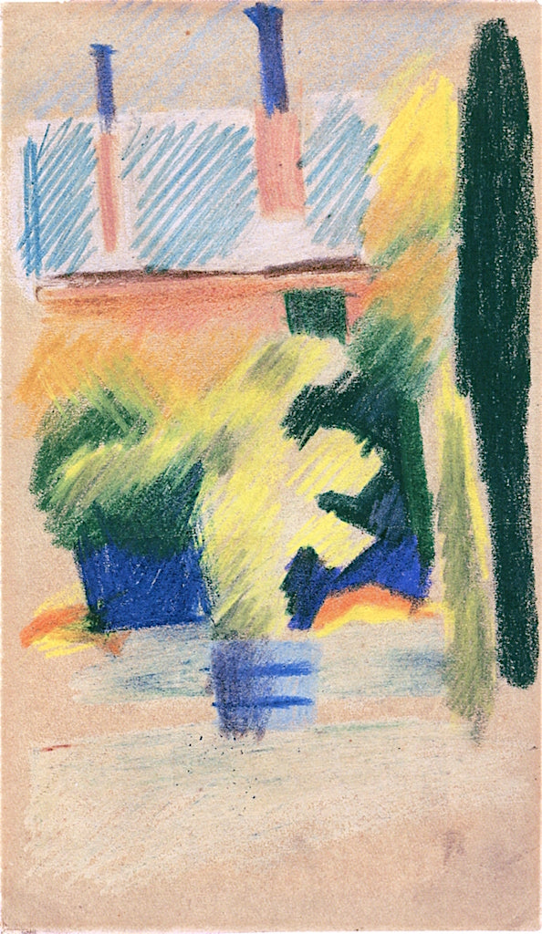 House in a Garden, vintage artwork by August Macke, 12x8" (A4) Poster