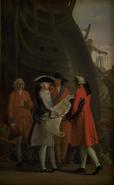 The Construction of Copenhagen's Dock in the Reign of Christian VI, vintage artwork by Nicolai Abraham Abildgaard, 12x8" (A4) Poster