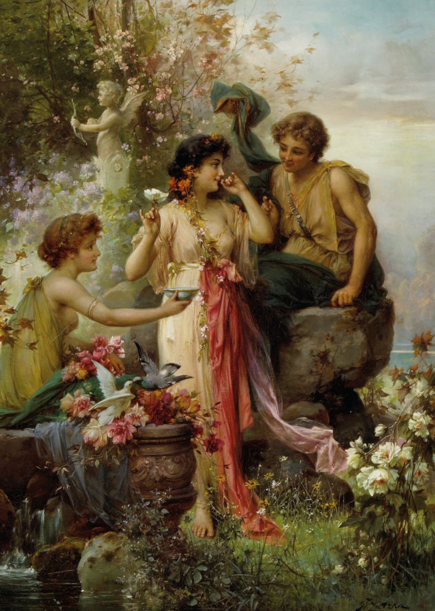 Love Offering by Hans Zatzka,A3(16x12")Poster