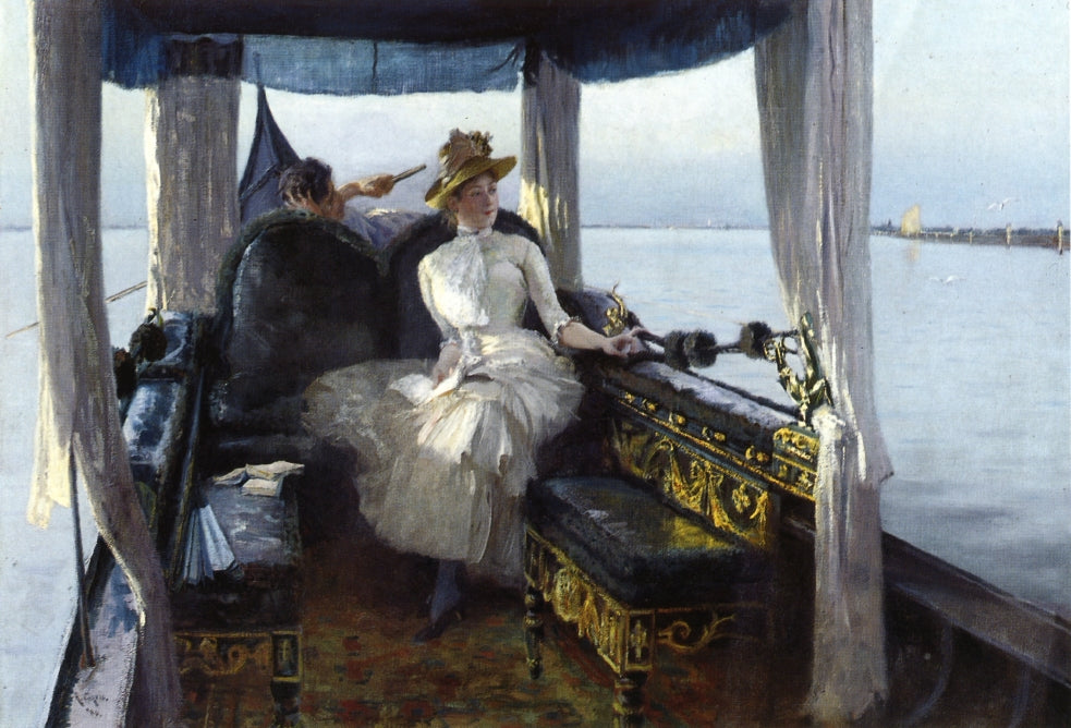 Drifting on the Lagoon, vintage artwork by Ralph Wormsley Curtis, 12x8" (A4) Poster