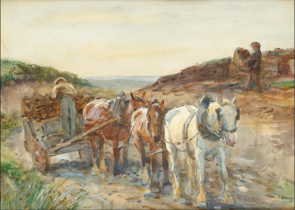 The Plough Horses, Harvest by John Atkinson II,A3(16x12")Poster