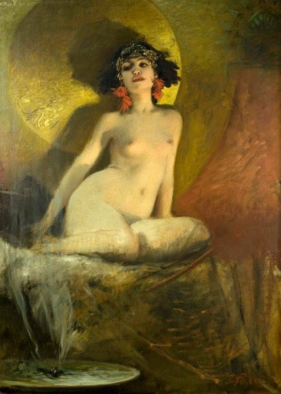 Oriental beauty, vintage artwork by Bruno Piglhein, 12x8" (A4) Poster