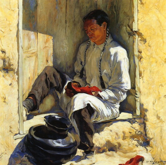 The Red Moccasins, vintage artwork by Walter Ufer, 12x8" (A4) Poster