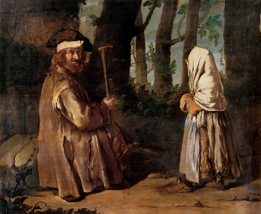 Encounter in the Wood, vintage artwork by Giacomo Ceruti, 12x8" (A4) Poster