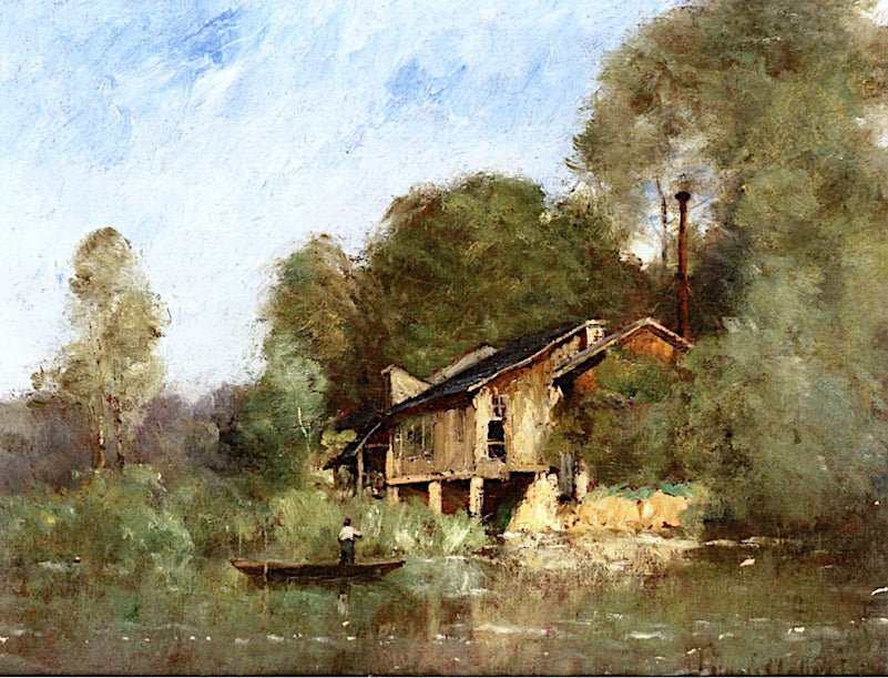 by  the Watermill, Fresnay-sur-Sarthe, vintage artwork by Paul-Desire Trouillebert, 12x8" (A4) Poster
