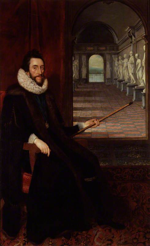 Thomas Howard, 2nd Earl of Arundel and Surrey, vintage artwork by Daniël Mijtens, 12x8" (A4) Poster