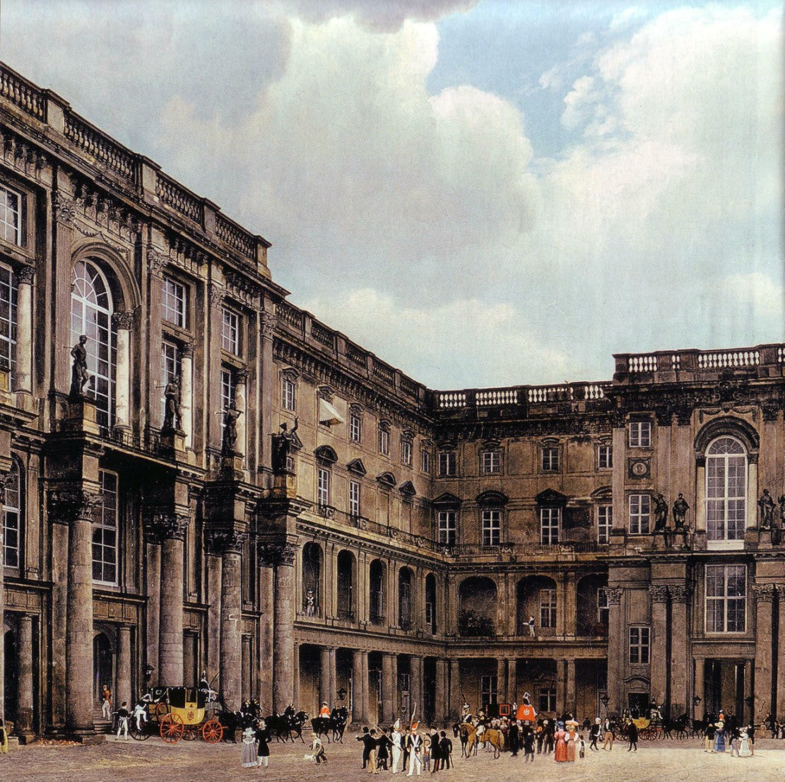 Berlin City Palace - Schlüterhof (Detail), vintage artwork by Eduard Gaertner, A3 (16x12") Poster Print