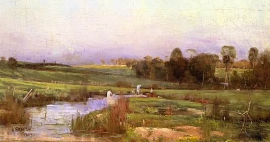 Evening with Bathers, vintage artwork by Sir Arthur Streeton, 12x8" (A4) Poster