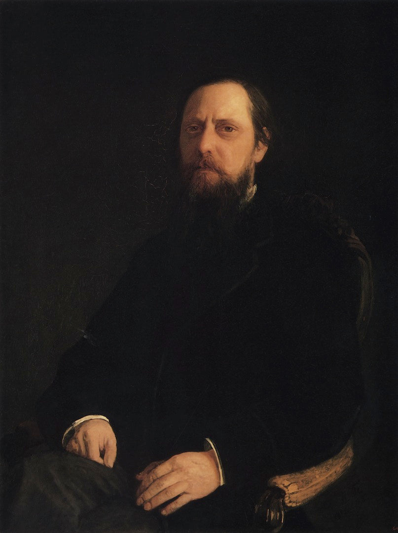 Portrait of Writer Mikhail Saltykov-Schedrin, vintage artwork by Nikolai Nikolaevich Ge, 12x8" (A4) Poster