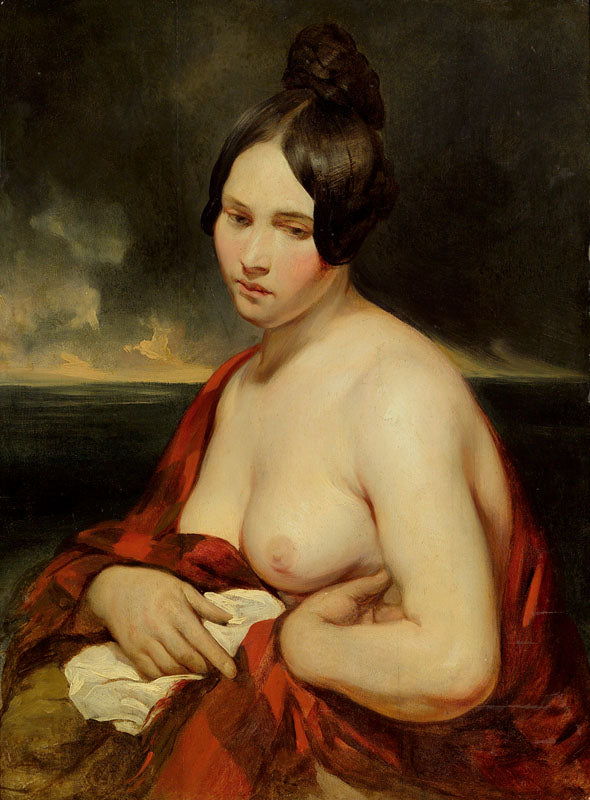 Woman by  the Sea, vintage artwork by Josef Franz Danhauser, A3 (16x12