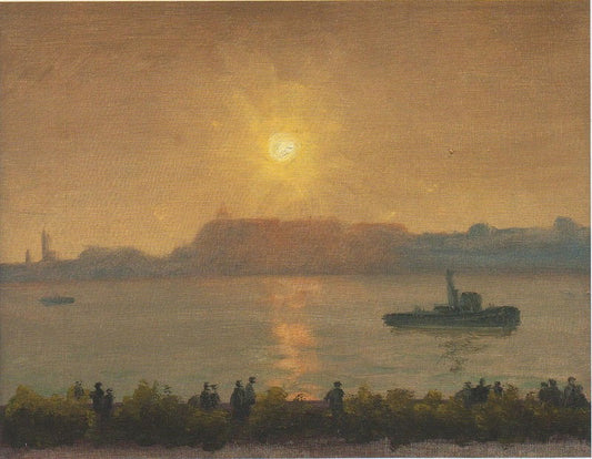Summer Evening on the Neva, vintage artwork by Vladimir Grinberg, 12x8" (A4) Poster
