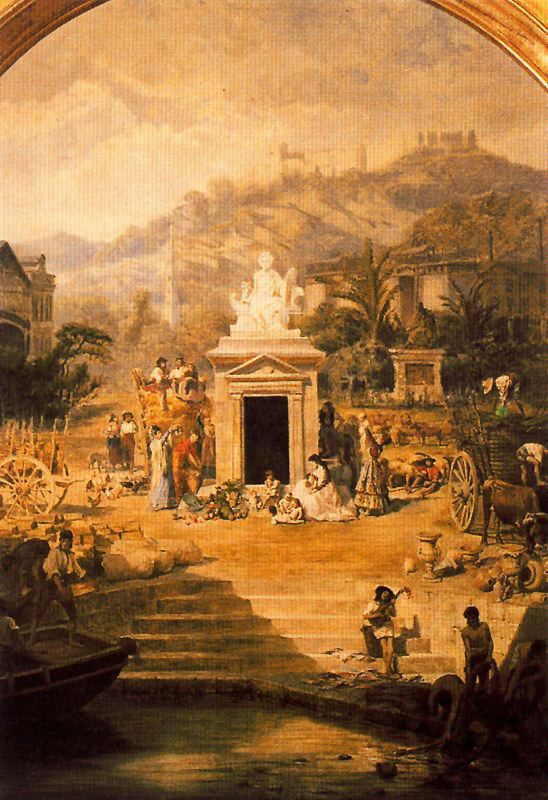 Techo del Teatro Cervantes, vintage artwork by Antonio Muñoz Degrain, 12x8" (A4) Poster