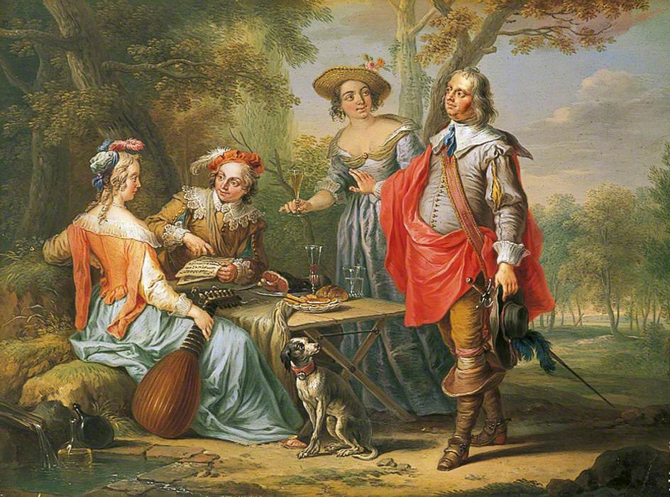 Picnic in a Park, vintage artwork by Franz Christoph Janneck, 12x8" (A4) Poster