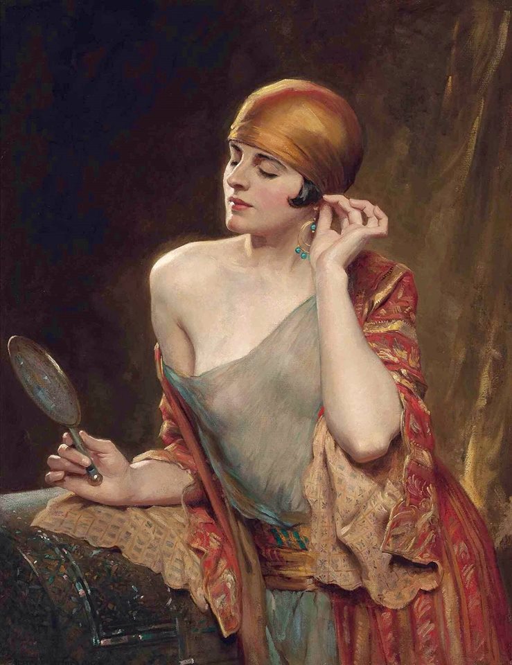 The studio mirror, vintage artwork by Albert Henry Collings, 12x8" (A4) Poster