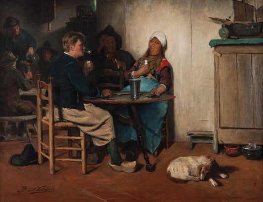 The Domino Players, vintage artwork by Franz Moormans, 12x8" (A4) Poster