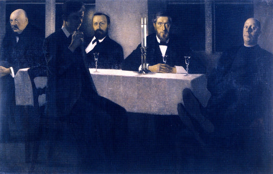 Five Portraits, vintage artwork by Vilhelm Hammershøi, 12x8" (A4) Poster
