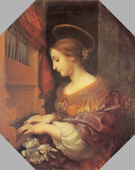 St Cecilia at the Organ, vintage artwork by Carlo Dolci, 12x8" (A4) Poster