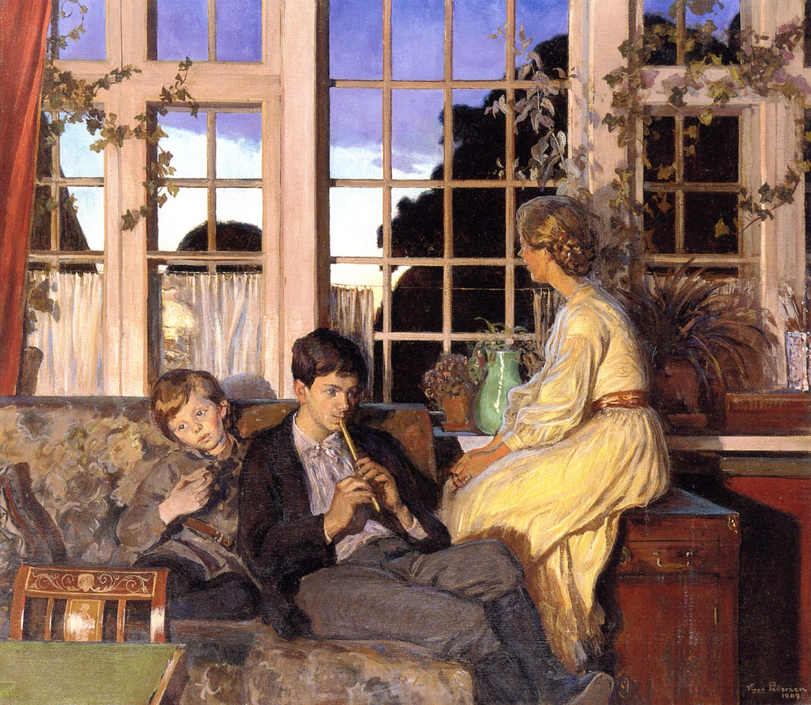 Enjoying the Sunset, vintage artwork by Viggo Pedersen, 12x8" (A4) Poster