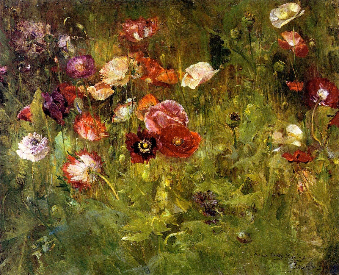 A Bed of Poppies, vintage artwork by Maria Oakey Dewing, 12x8" (A4) Poster