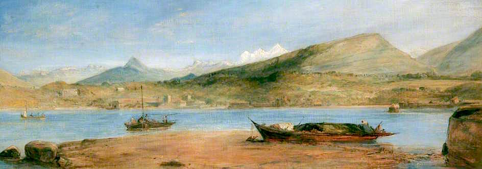 Sketch for a Picture of the Mountains of Savoy from Geneva, Switzerland, vintage artwork by Edward Thomas Daniell, A3 (16x12") Poster Print