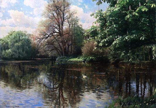 Summer Day in Frederiksberg Gardens, vintage artwork by Peder Mork Mønsted, 12x8" (A4) Poster