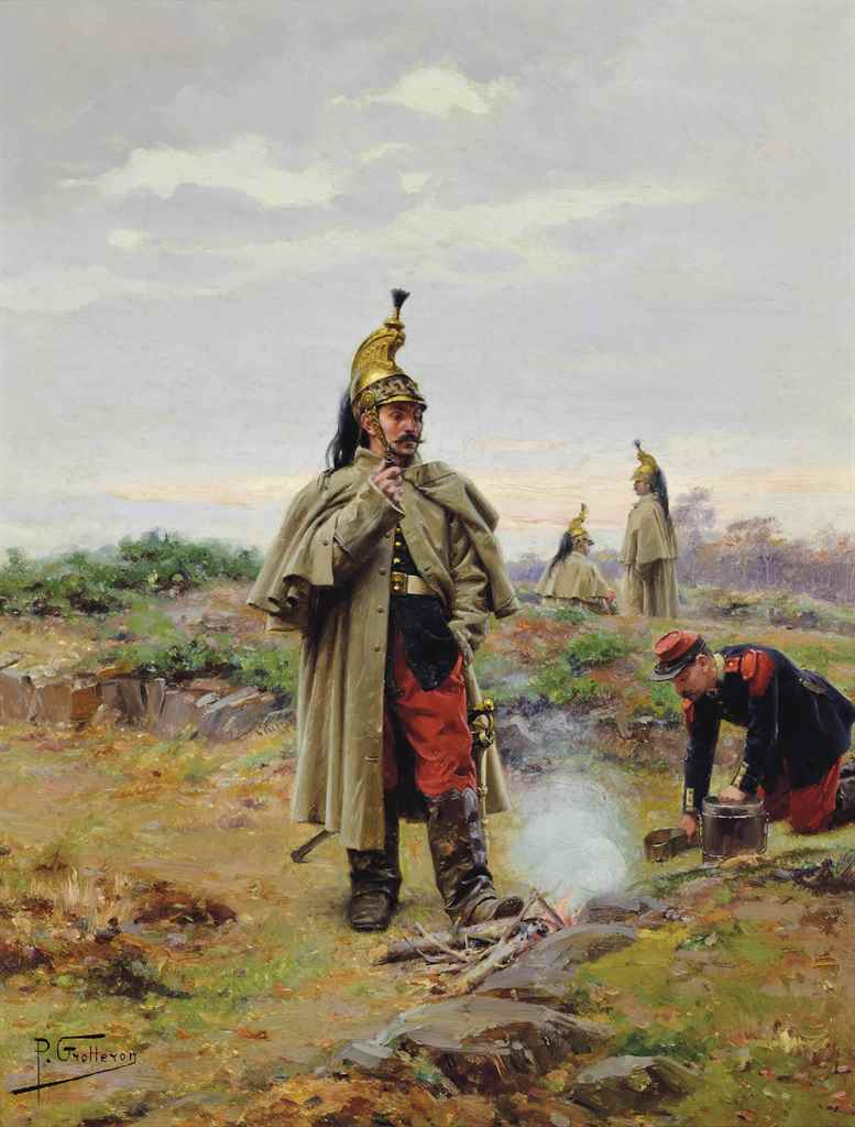 Dragoons breaking from battle, vintage artwork by Paul-Louis-Narcisse Grolleron, 12x8" (A4) Poster